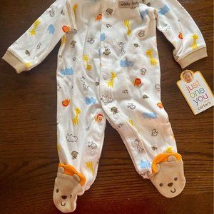 Animal Print Onesie With Teddy Bear Feet, size newborn (NB)